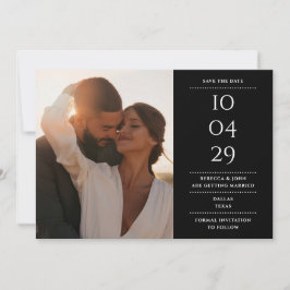 Schwarz-Weiß-modernes Minimalistisches HochzeitsFo Save The Date