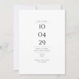 Schwarz-Weiß-modernes Minimalistisches HochzeitsFo Save The Date