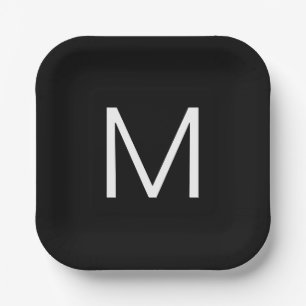 Schwarz-Weiß modernes minimalistisches Letter Pappteller