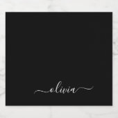 Schwarz-weiß Modernes Minimalistisches Monogramm Alkoholflaschenetikett (Einzelnes Label)