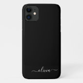 Schwarz-weiß Modernes Minimalistisches Monogramm Case-Mate iPhone Hülle (Rückseite)