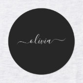 Schwarz-weiß Modernes Minimalistisches Monogramm Etiketten (Design 1)