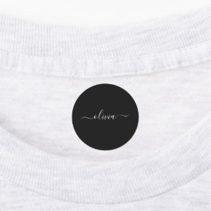 Schwarz-weiß Modernes Minimalistisches Monogramm Etiketten
