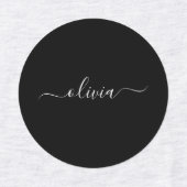 Schwarz-weiß Modernes Minimalistisches Monogramm Etiketten (Design 2)