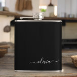 Schwarz-weiß Modernes Minimalistisches Monogramm Flachmann<br><div class="desc">Die Minimalistische Monogram Kollektion Schwarz/Weiß: Einfache Einfachheit und Eleganz in unseren minimalistischen Designs, die so gestaltet sind, dass sie Ihren Stil mühelos erweitern. Diese Kollektion wurde mit einem scharfen Blick für moderne Ästhetik gestaltet und weist elegante Schwarz-Weiß-Designs auf, die durch personalisierte Monogramme noch verstärkt werden. Von der schicken Schreibwaren bis...</div>