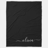 Schwarz-weiß Modernes Minimalistisches Monogramm Fleecedecke (Vorderseite)