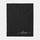 Schwarz-weiß Modernes Minimalistisches Monogramm Fleecedecke (Vorderseite)