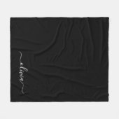 Schwarz-weiß Modernes Minimalistisches Monogramm Fleecedecke (Vorderseite (Horizontal))