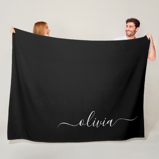 Schwarz-weiß Modernes Minimalistisches Monogramm Fleecedecke (Beispiel)