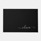 Schwarz-weiß Modernes Minimalistisches Monogramm Fußmatte (Vorderseite)
