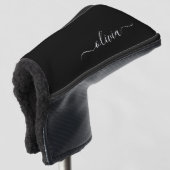 Schwarz-weiß Modernes Minimalistisches Monogramm Golf Headcover (3/4 Vorderseite)