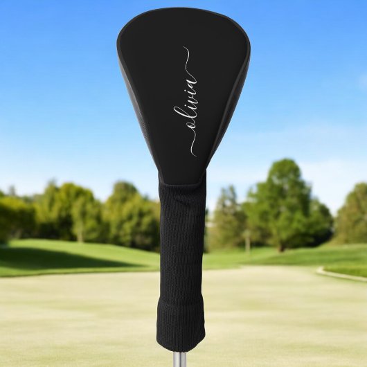 Schwarz-weiß Modernes Minimalistisches Monogramm Golf Headcover