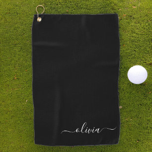 Schwarz-weiß Modernes Minimalistisches Monogramm Golfhandtuch