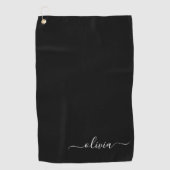 Schwarz-weiß Modernes Minimalistisches Monogramm Golfhandtuch (Vorderseite)