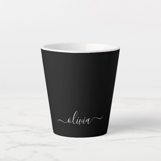 Schwarz-weiß Modernes Minimalistisches Monogramm Milchtasse (Vorderseite)