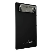 Schwarz-weiß Modernes Minimalistisches Monogramm Mini Klemmbrett (Schrägansicht)