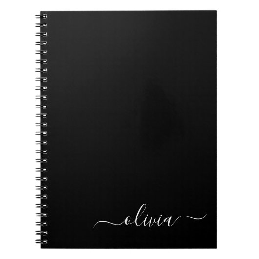 Schwarz-weiß Modernes Minimalistisches Monogramm Notizblock (Vorderseite)