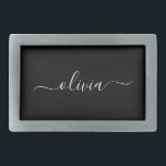 Schwarz-weiß Modernes Minimalistisches Monogramm Rechteckige Gürtelschnalle<br><div class="desc">Die Minimalistische Monogram Kollektion Schwarz/Weiß: Einfache Einfachheit und Eleganz in unseren minimalistischen Designs, die so gestaltet sind, dass sie Ihren Stil mühelos erweitern. Diese Kollektion wurde mit einem scharfen Blick für moderne Ästhetik gestaltet und weist elegante Schwarz-Weiß-Designs auf, die durch personalisierte Monogramme noch verstärkt werden. Von der schicken Schreibwaren bis...</div>
