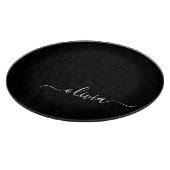 Schwarz-weiß Modernes Minimalistisches Monogramm Schneidebrett (Ecke)