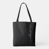 Schwarz-weiß Modernes Minimalistisches Monogramm Tasche (Rückseite)