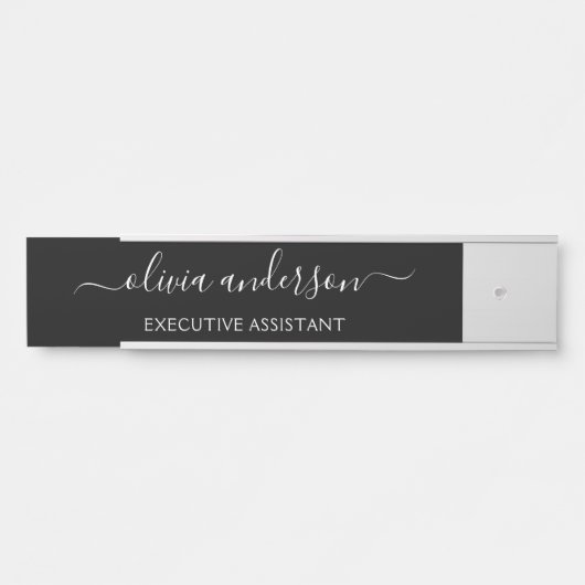 Schwarz-weiß Modernes Minimalistisches Monogramm Türschild (Vorderseite )