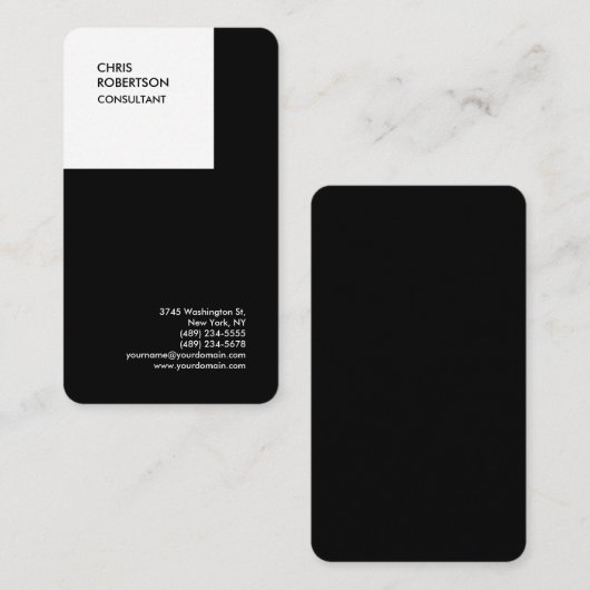 Schwarz-weiß Modernes Minimalistisches Schlicht Visitenkarte (Vorne/Hinten)