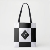 Schwarz-Weiß-Modernes Monogramm geprüft Tasche (Vorderseite)