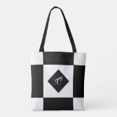 Schwarz-Weiß-Modernes Monogramm geprüft Tasche (Rückseite)