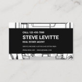 Schwarz/Weiß Modernes Real Anwesen Visitenkarte (Rückseite)