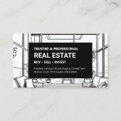 Schwarz/Weiß Modernes Real Anwesen Visitenkarte (Vorderseite)