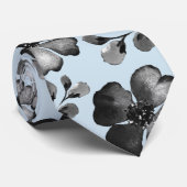 Schwarz-Weiß Mohngrün Hellblauer Hochzeit Krawatte (Gerollt)