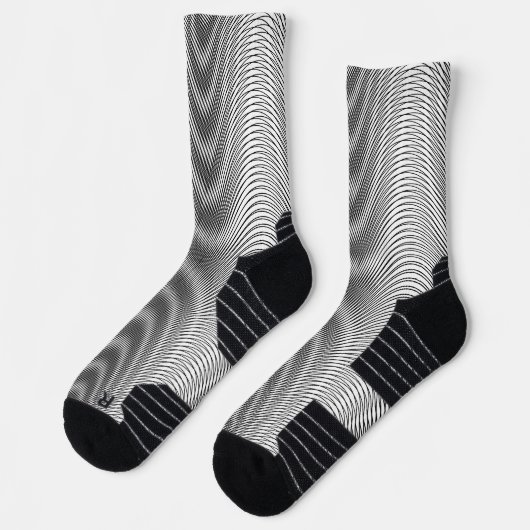 Schwarz-Weiß-Moiré-Streifen Cool, Abstrakt Socken (Links)