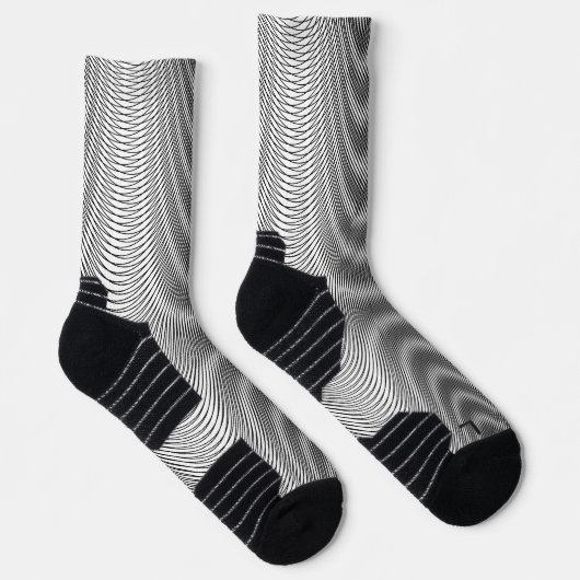 Schwarz-Weiß-Moiré-Streifen Cool, Abstrakt Socken (Rechts)