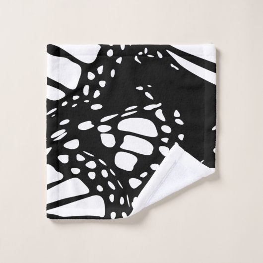 Schwarz/Weiß Monarch Butterfly Design - Handtuchde Badhandtuch Set (Waschlappen)