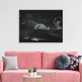 Schwarz-Weiß-Mond-Nacht-Himmel-Galaxie Leinwanddruck (Insitu (Wohnzimmer))