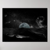 Schwarz-Weiß-Mond-Nacht-Himmel-Galaxie Poster (Vorne)