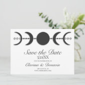 Schwarz-Weiß-Mond-Phase Wiccan Handfasts Save The Date (Stehend Vorderseite)