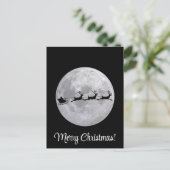 Schwarz-Weiß-Mond-Weihnachtsmann mit Rentieren Postkarte (Stehend Vorderseite)