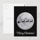 Schwarz-Weiß-Mond-Weihnachtsmann mit Rentieren Postkarte (Vorne/Hinten)