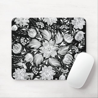Schwarz-Weiß-Monochrom-Volks kunst-Mauspad Mousepad