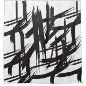 Schwarz-Weiß-Monochromatisch Abstrakt Duschvorhang (Vorderseite)