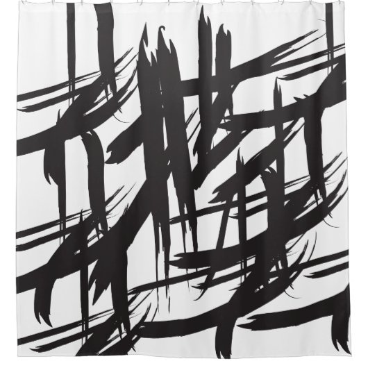 Schwarz-Weiß-Monochromatisch Abstrakt Duschvorhang (Vorderseite)
