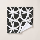 Schwarz-weiß monochromatischer Akzent blumenreich Badhandtuch Set (Waschlappen)