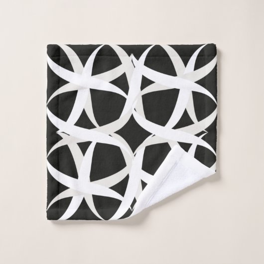 Schwarz-weiß monochromatischer Akzent blumenreich Badhandtuch Set (Waschlappen)