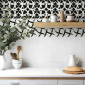 Schwarz-weiß monochromatischer Akzent blumenreich Fliese