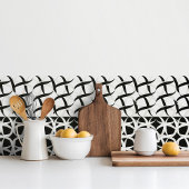 Schwarz-weiß monochromatischer Akzent blumenreich Fliese