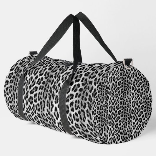 Schwarz-Weiß-Monochrome, Leopardenmuster Duffle Bag (Linke Ecke)