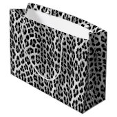 Schwarz-Weiß-Monochrome, Leopardenmuster Große Geschenktüte (Rückseite Schrägansicht)