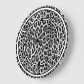 Schwarz-Weiß-Monochrome, Leopardenmuster Große Wanduhr (Winkel)