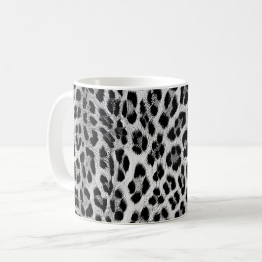Schwarz-Weiß-Monochrome, Leopardenmuster Kaffeetasse (Vorderseite Links)
